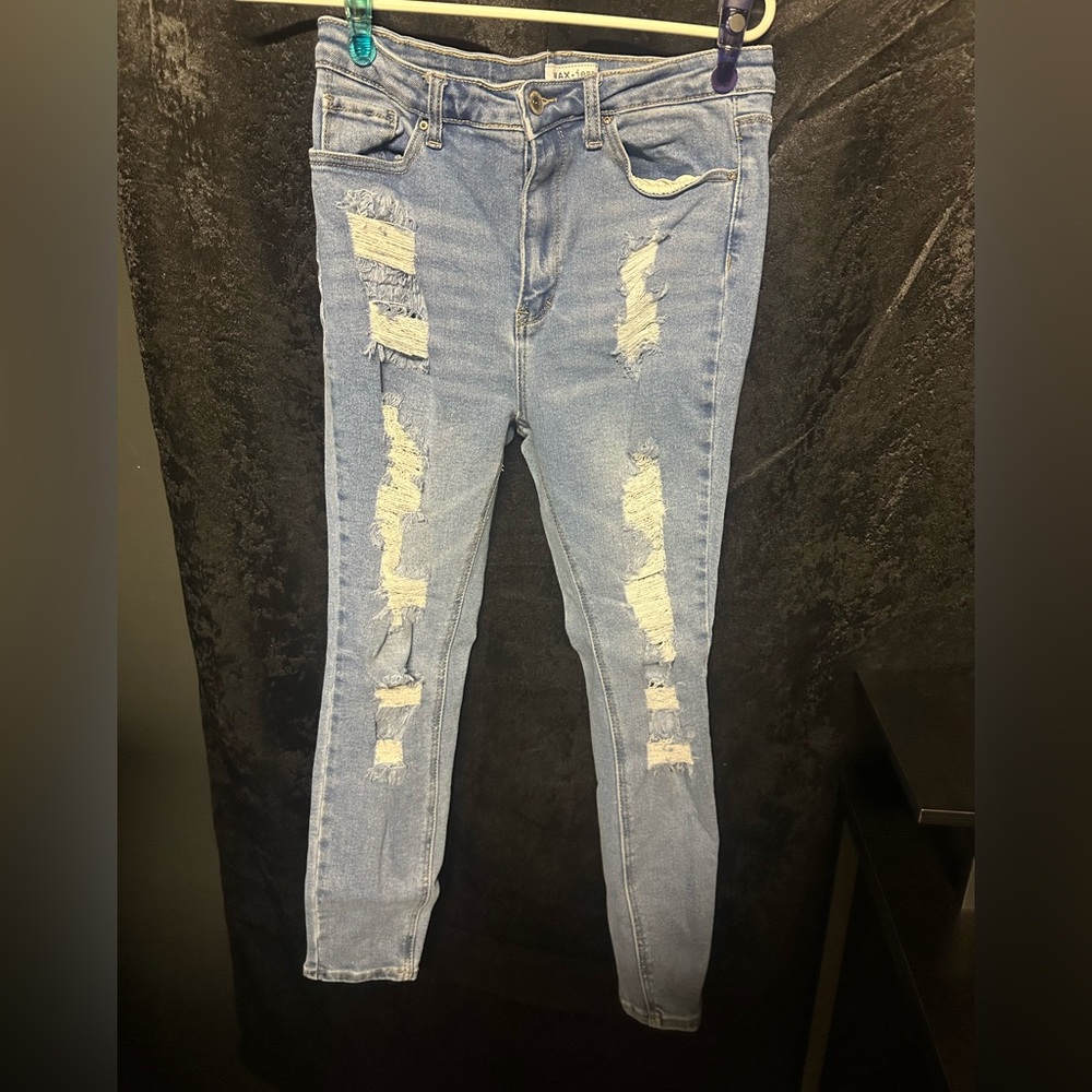 Wax Jean Women's Ripped Light Blue Skinny Jeans